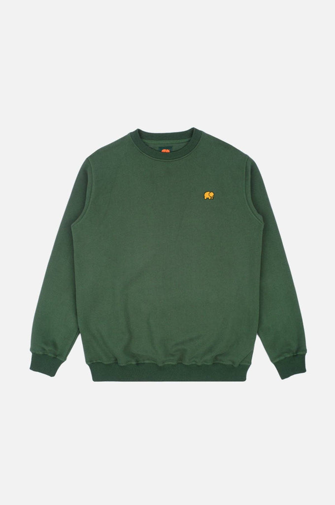 Felpa girocollo in cotone organico con logo elefante verde