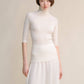 Dolcevita a coste in lana merino extrafine con manica 3/4