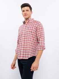 Camicia uomo a quadri multicolore in cotone mix