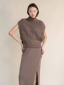 Tunica maxi a trecce in misto cashmere