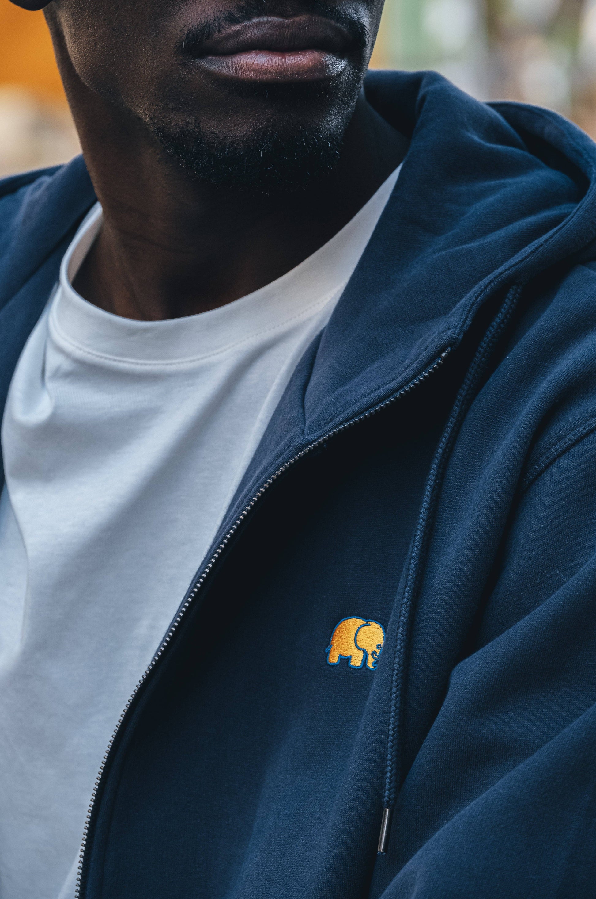 Felpa con cappuccio zip in cotone biologico Essential Blu