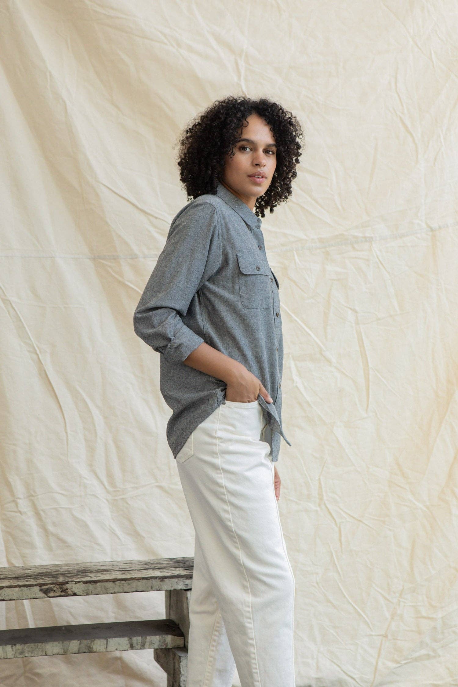 Camicia Lenon in chambray grigio ferro