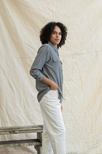 Camicia Lenon in chambray grigio ferro