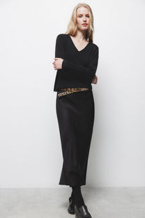 Maglione in maglia rasata con scollo a V