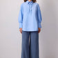 Tunica in cotone con collo a camicia e fiocco