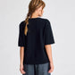 Maglione in lana d’agnello biologica a maniche corte Blu Notte