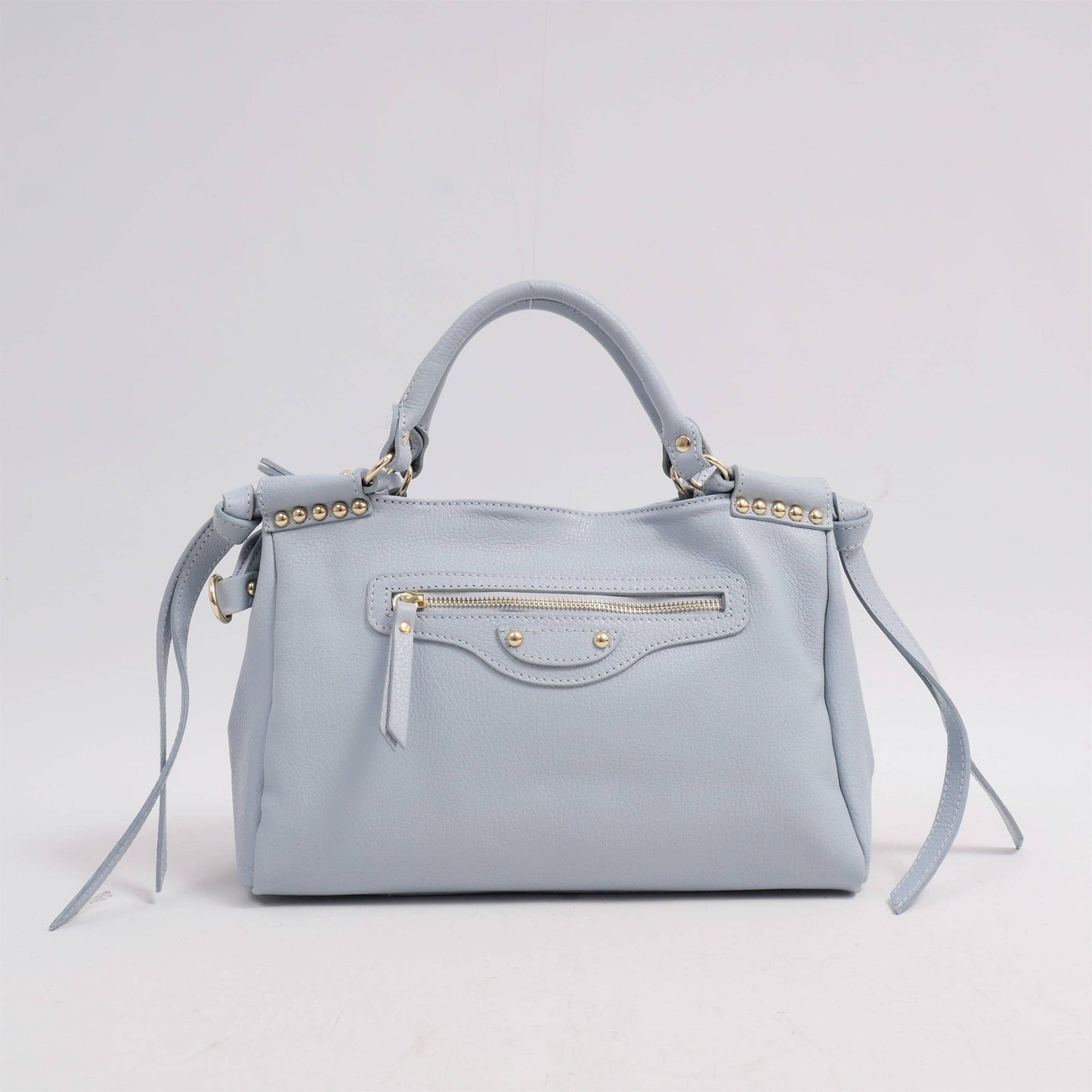 Borsa a mano in pelle con tracolla e tasca zip