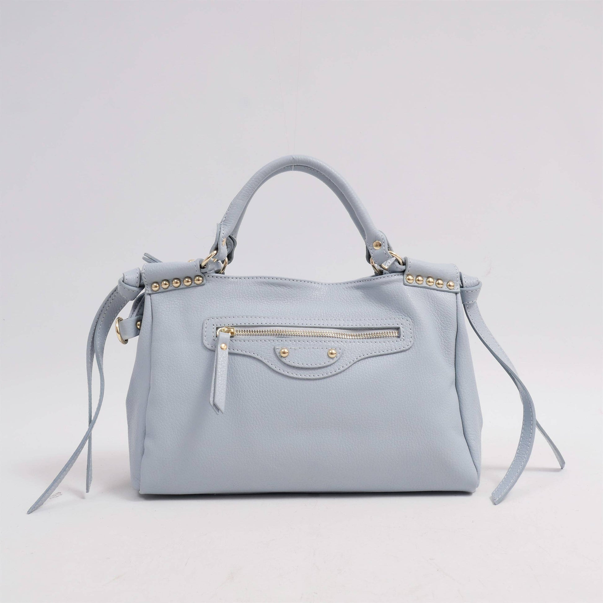Borsa a mano in pelle con tracolla e tasca zip