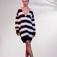 Cardigan oversize a righe in maglia fine