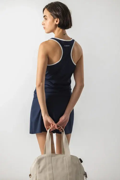 Top sportivo a vogatore con profili a contrasto