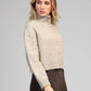 Gilet in maglia color talpa con collo alto e bottoni