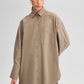 Camicia oversize in popeline misto cotone beige
