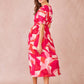 Vestito midi ELIAN con stampa astratta e scollo a V