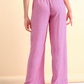 Pantaloni palazzo stampati rosa in viscosa