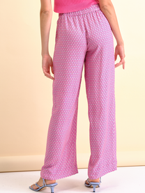 Pantaloni palazzo stampati rosa in viscosa