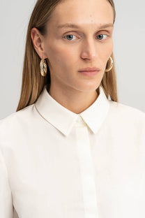 Body camicia con pinces in misto cotone