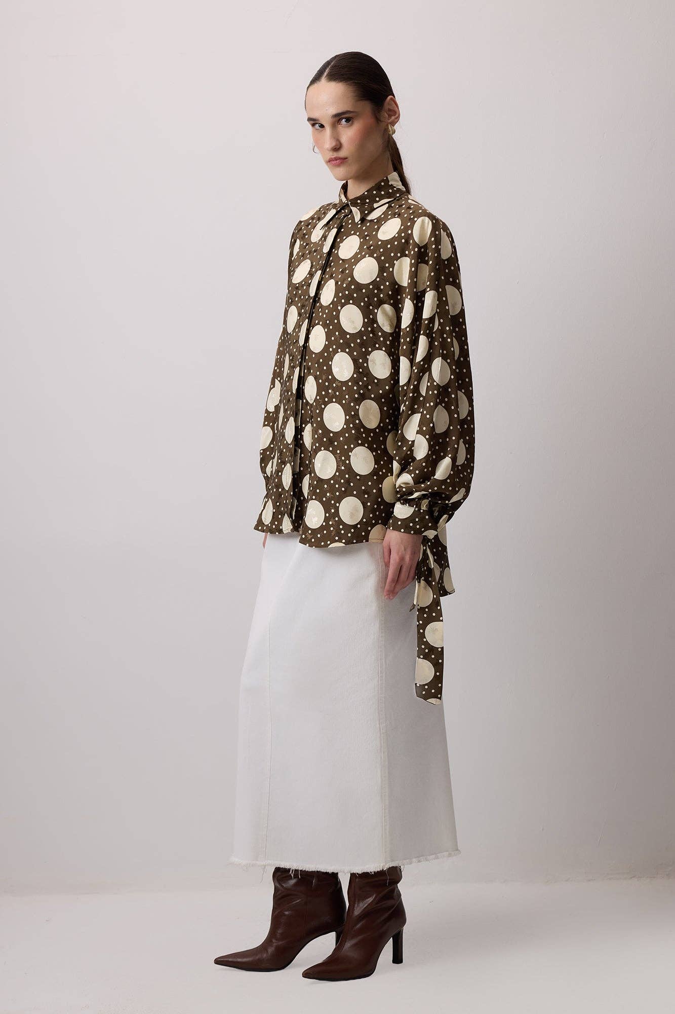 Camicia a pois oversize kaki