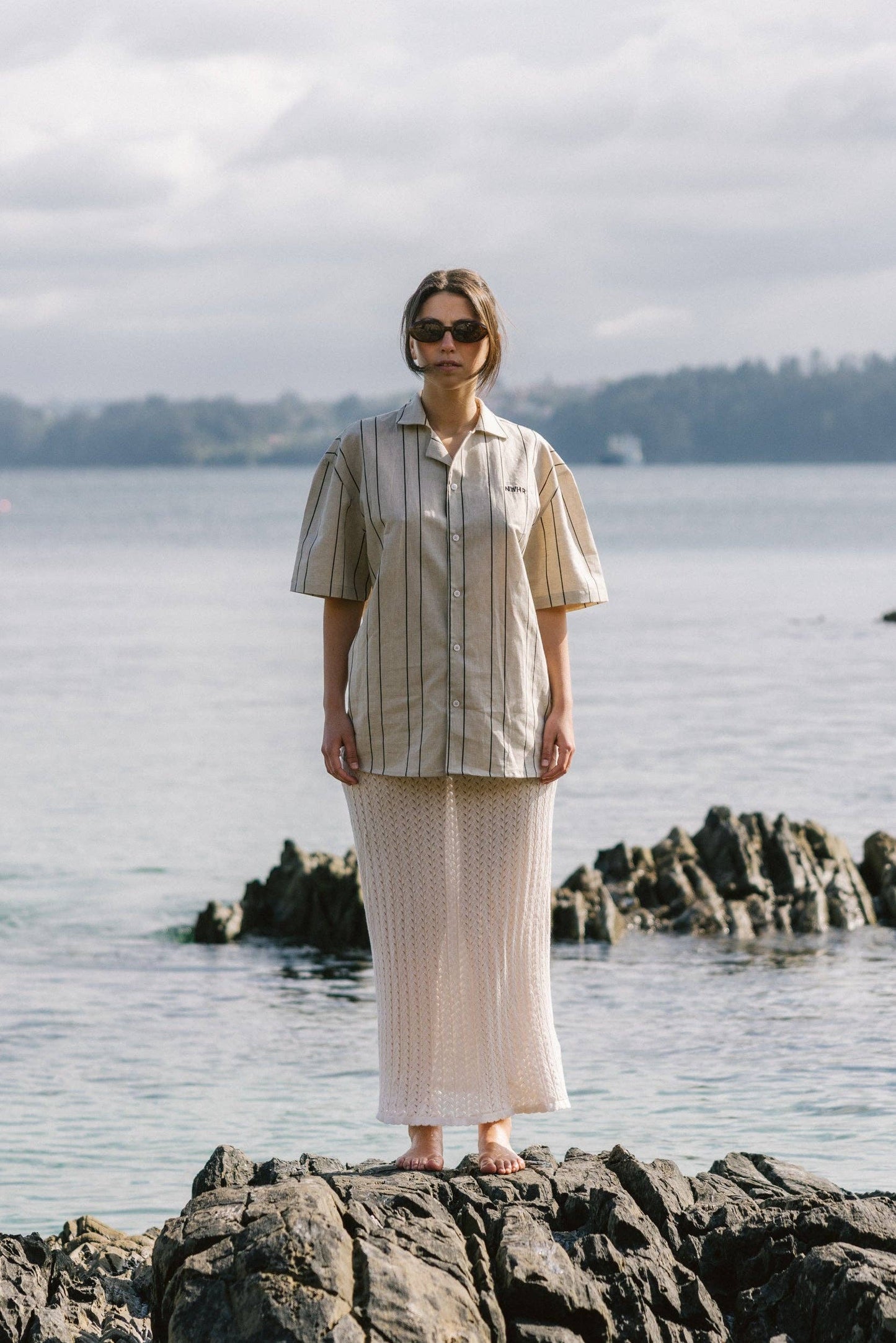 Camicia bowling a righe in lino e cotone biologici