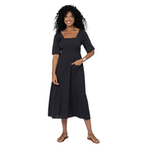 Vestito lungo estivo nero in cotone e lino