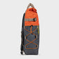 Zaino rolltop in poliestere riciclato arancione e grigio