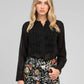 Blusa nera trasparente con volant