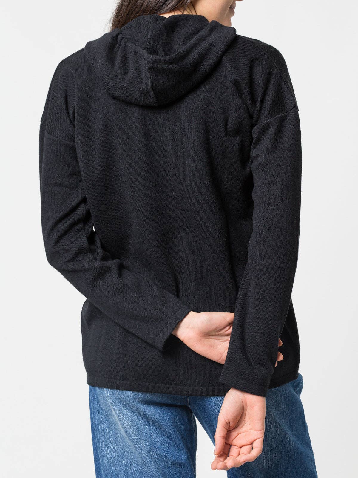 Felpa con cappuccio in maglia con mezza zip