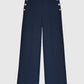 Pantaloni ampi vita alta blu navy Ponata