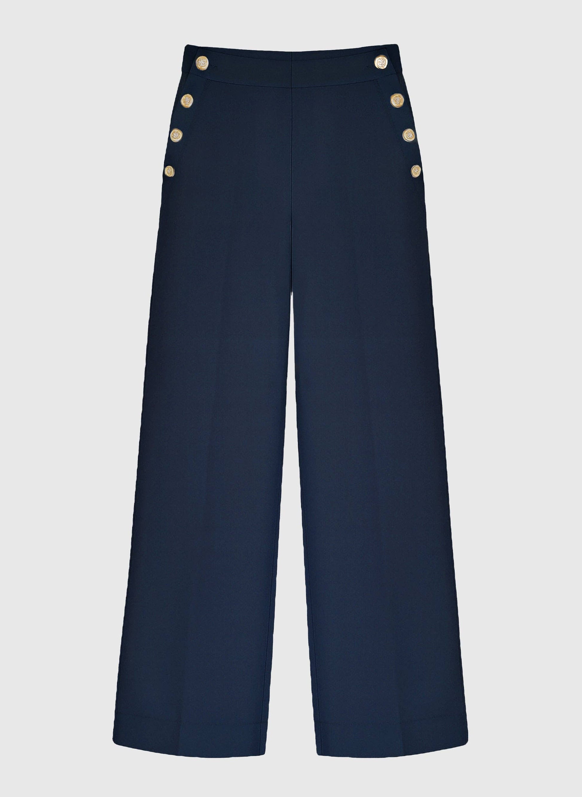 Pantaloni ampi vita alta blu navy Ponata