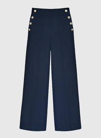 Pantaloni ampi vita alta blu navy Ponata