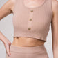 Top corto in maglia a costine con bottoni