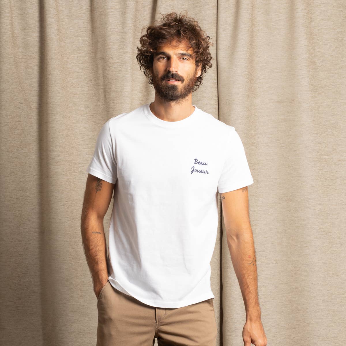 T-shirt in cotone biologico Beau Joueur bianco ottico