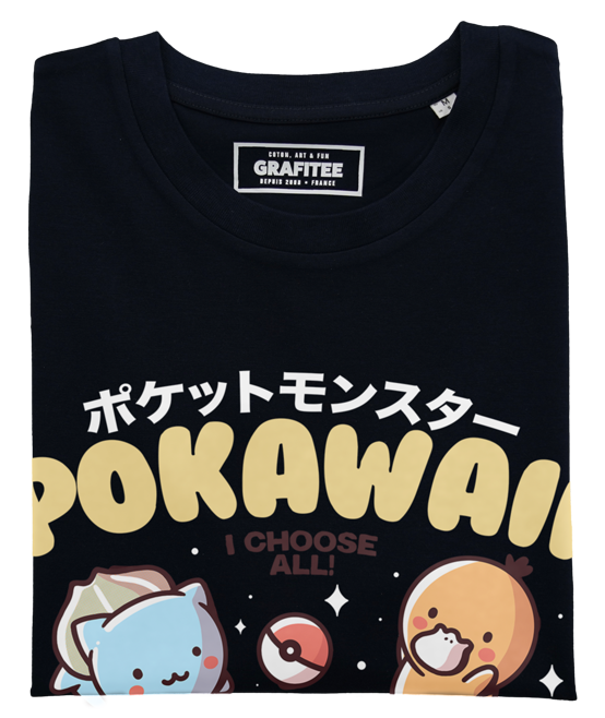 T-shirt Pokawaii nera in cotone biologico GOTS