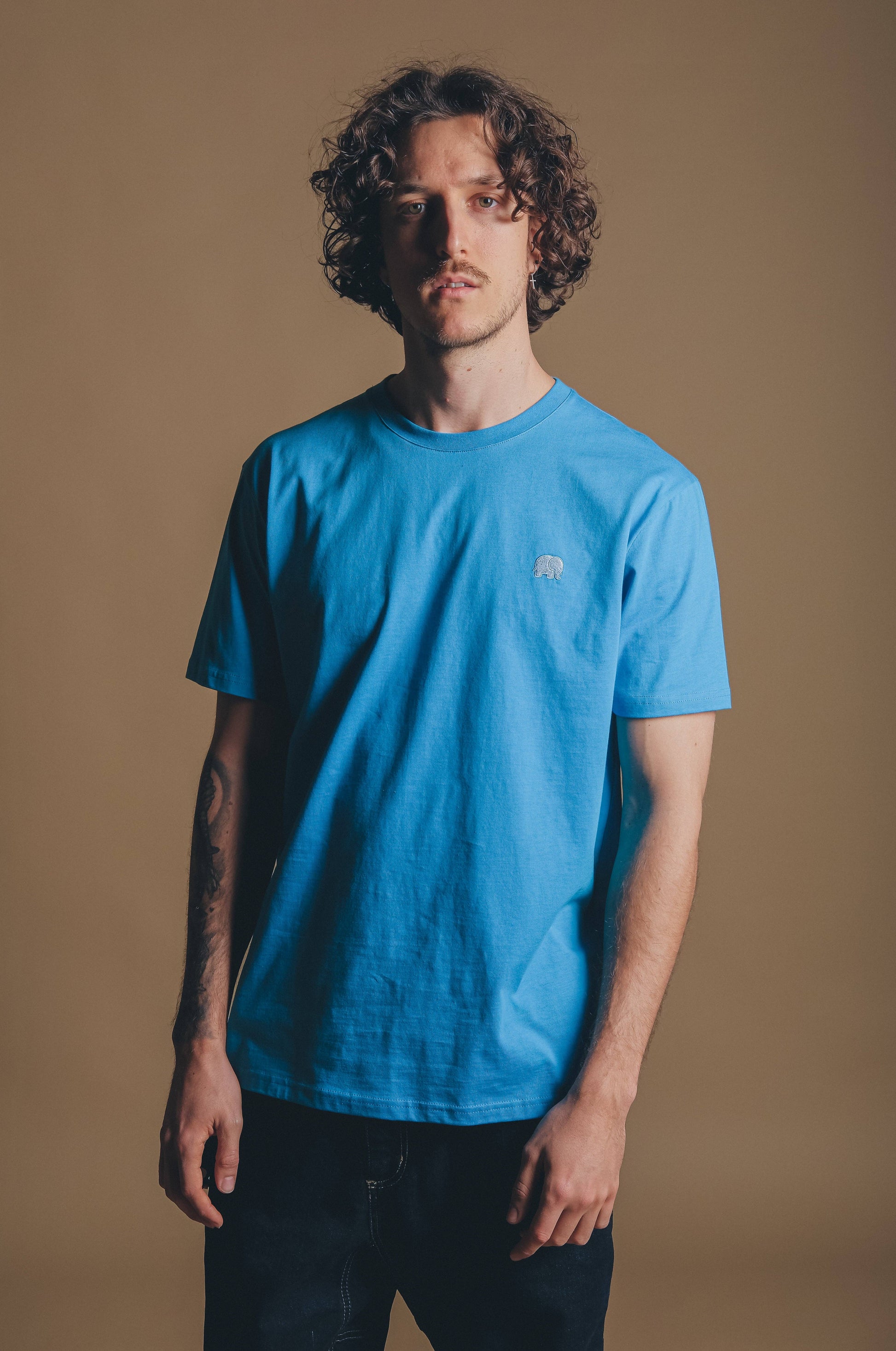 T-shirt essenziale blu mediterraneo in cotone biologico