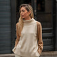 Maglia bicolore in lana e cashmere con collo alto