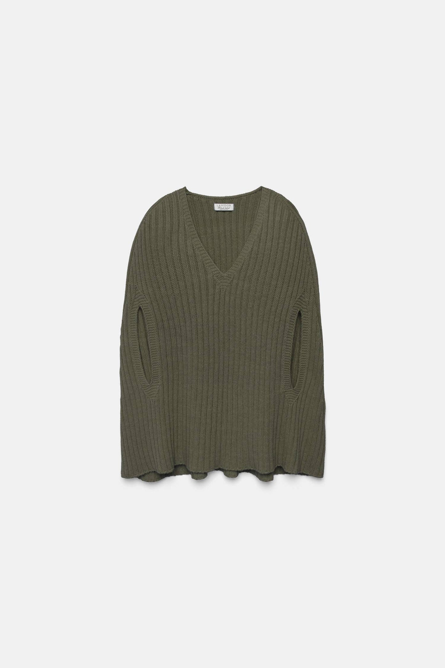 Poncho a coste con scollo a V