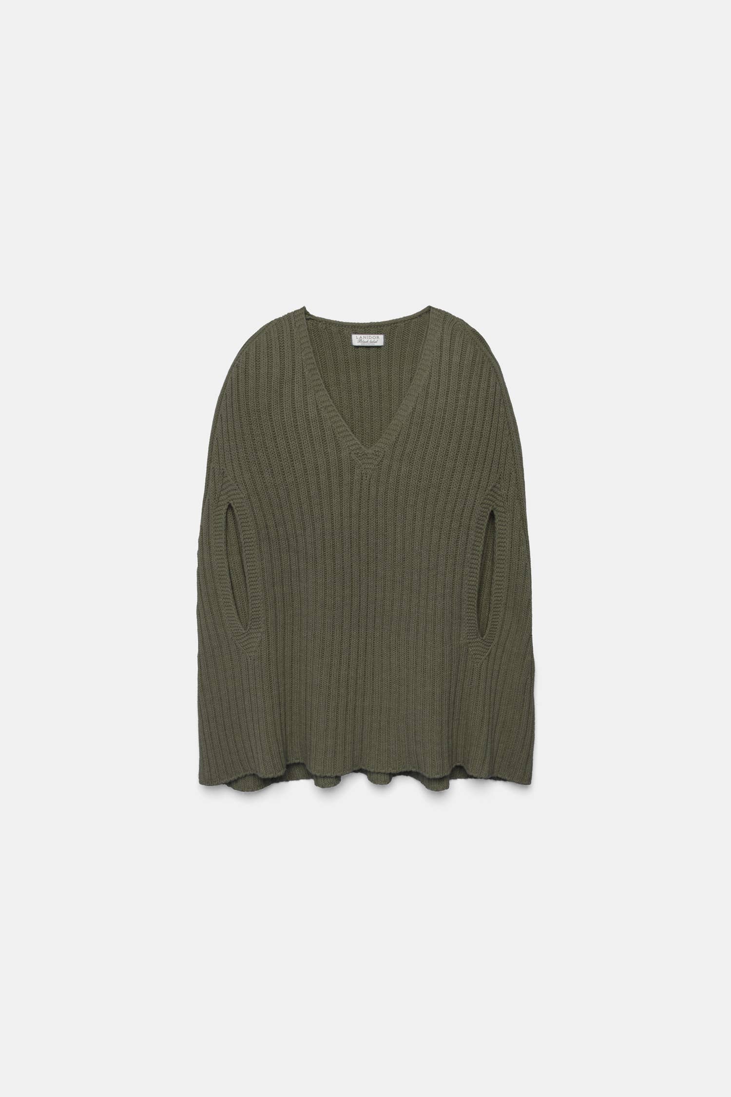 Poncho a coste con scollo a V