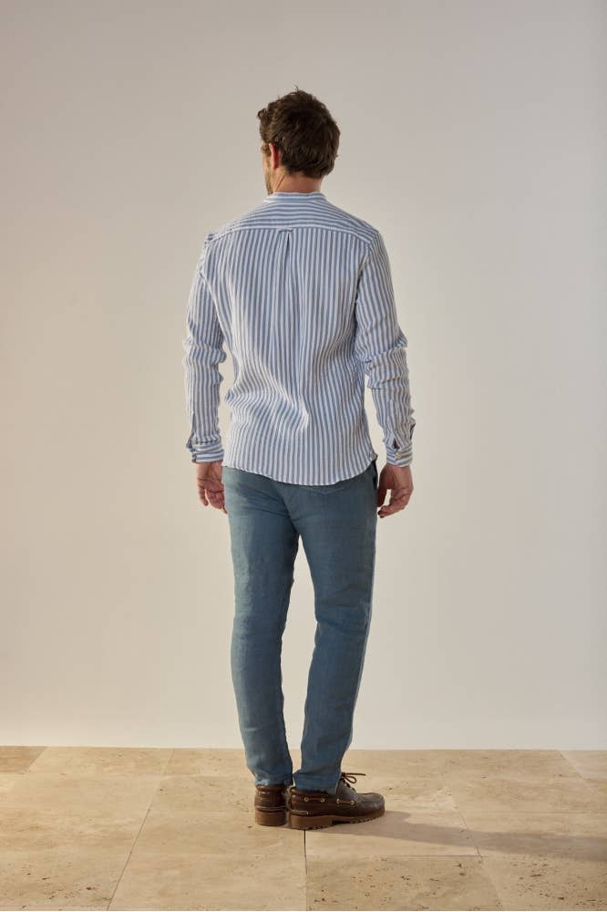 Pantaloni uomo in lino Souk Blueberry blu