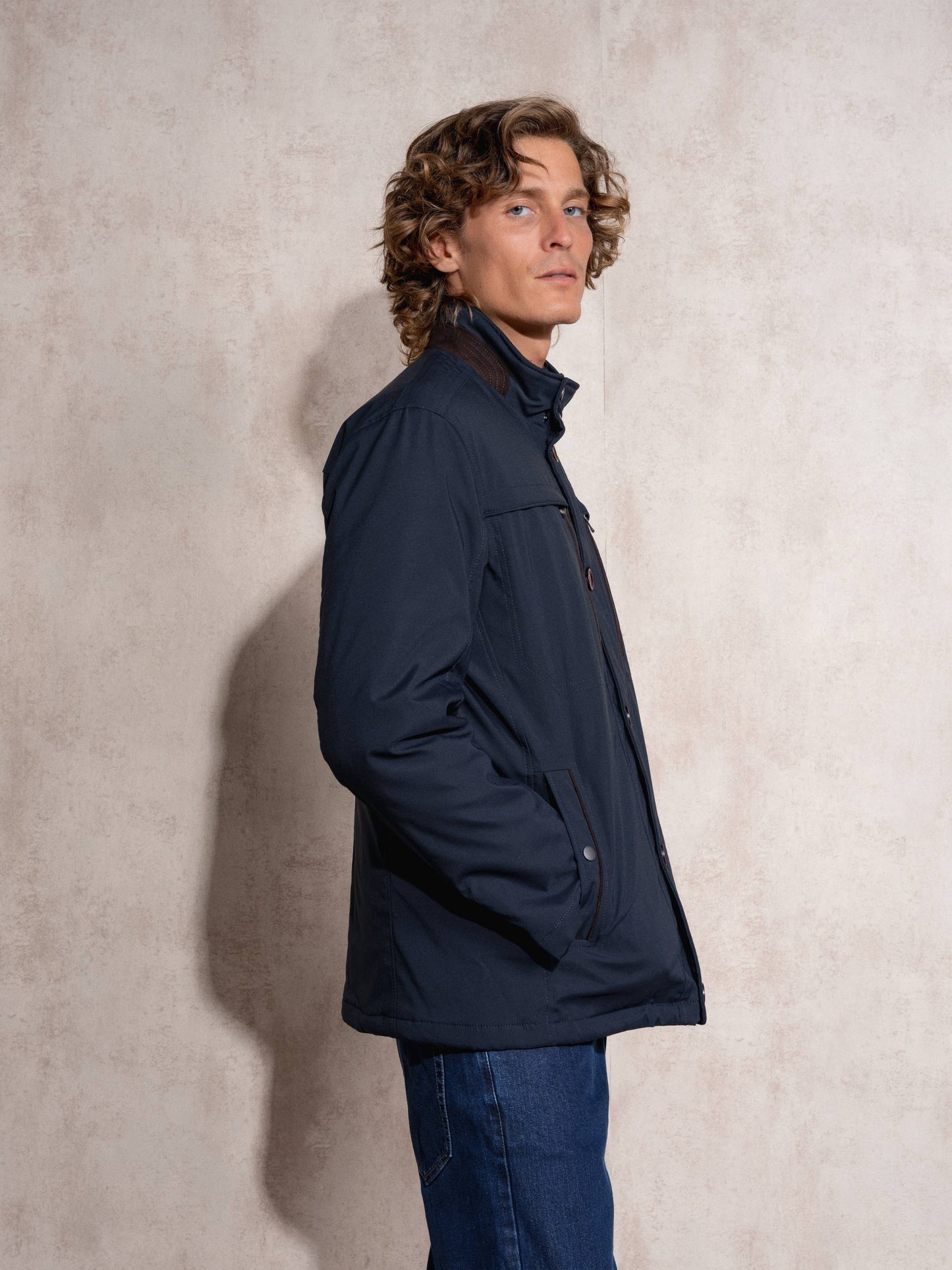 Giacca con zip classica in poliestere