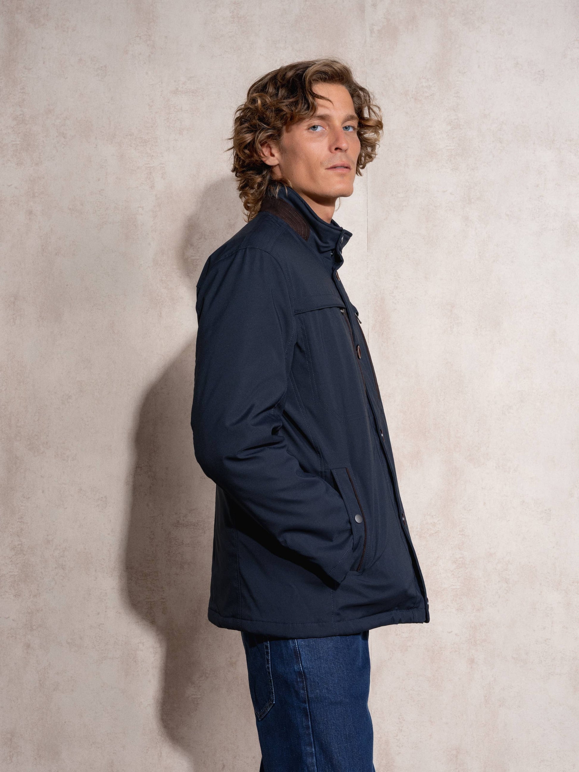 Giacca con zip classica in poliestere