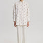 Camicia stampata oversize in misto lino