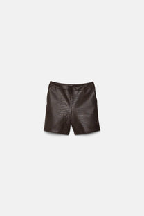 Pantaloncini in ecopelle effetto coccodrillo