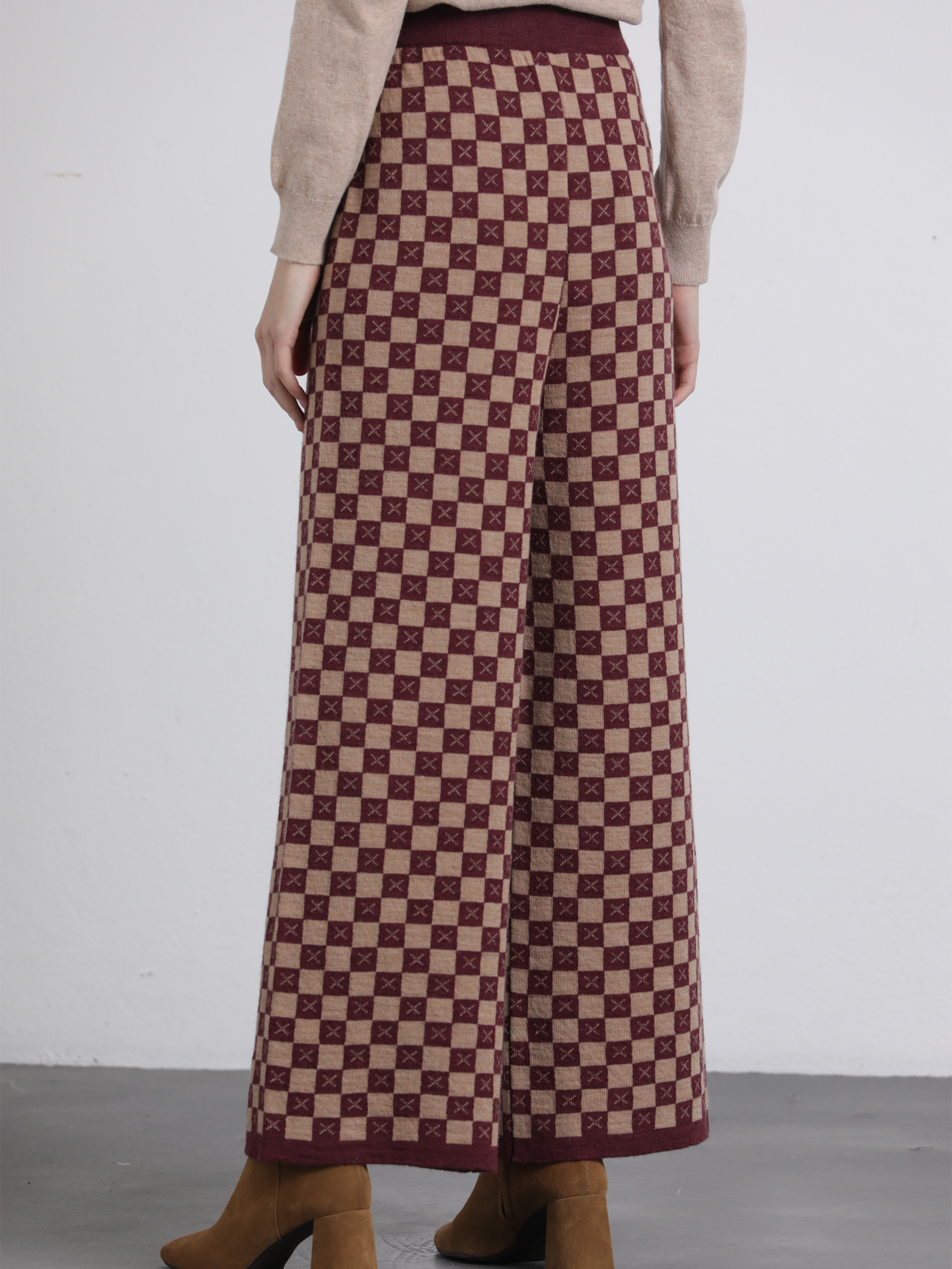 Pantaloni in maglia a quadri