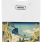 T-shirt bianca in cotone biologico con grafica riccio fluttuante ispirata a Sonic