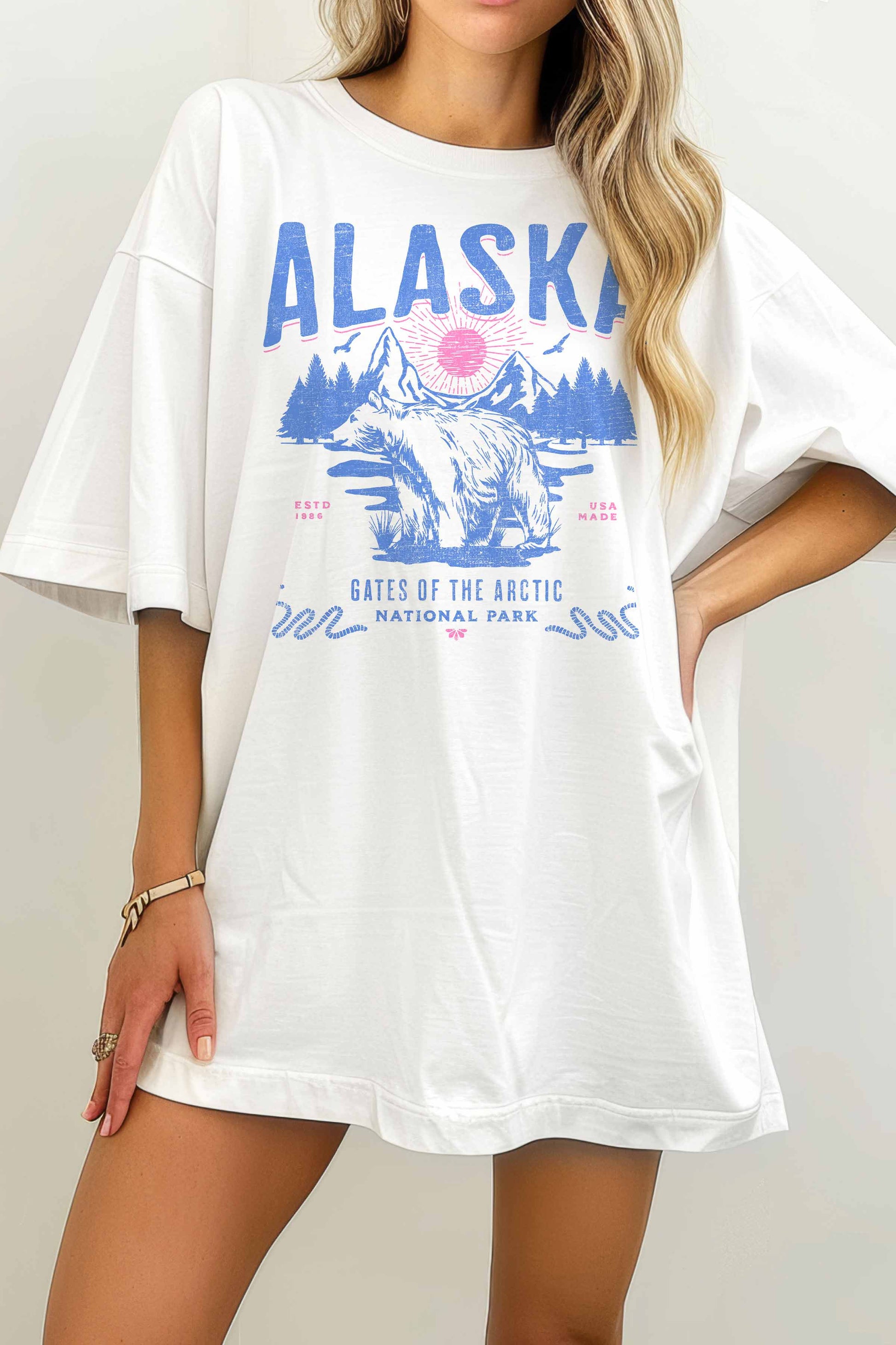 T-shirt oversize grafica Alaska