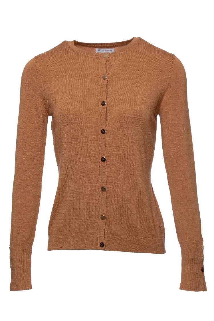 Cardigan girocollo in viscosa con bottoni
