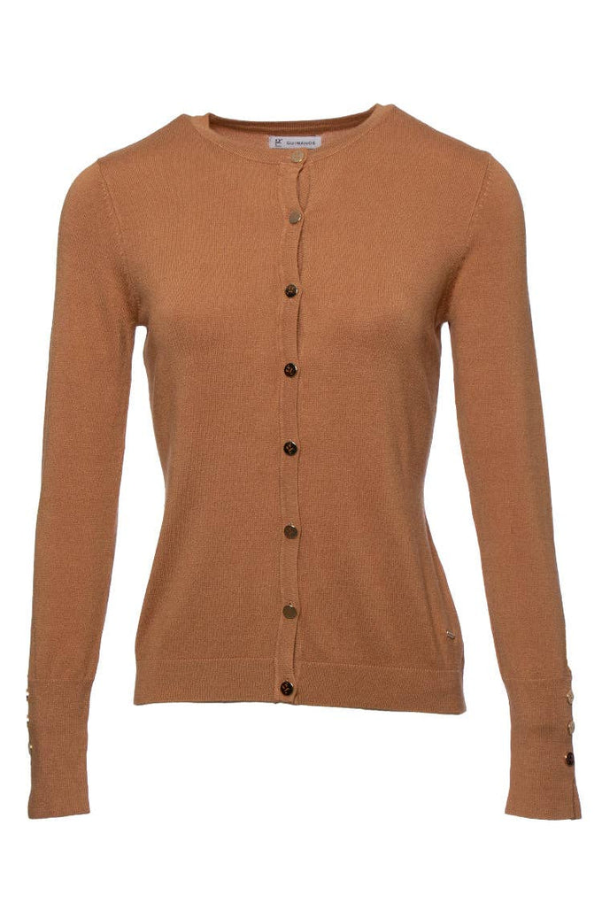 Cardigan girocollo in viscosa con bottoni
