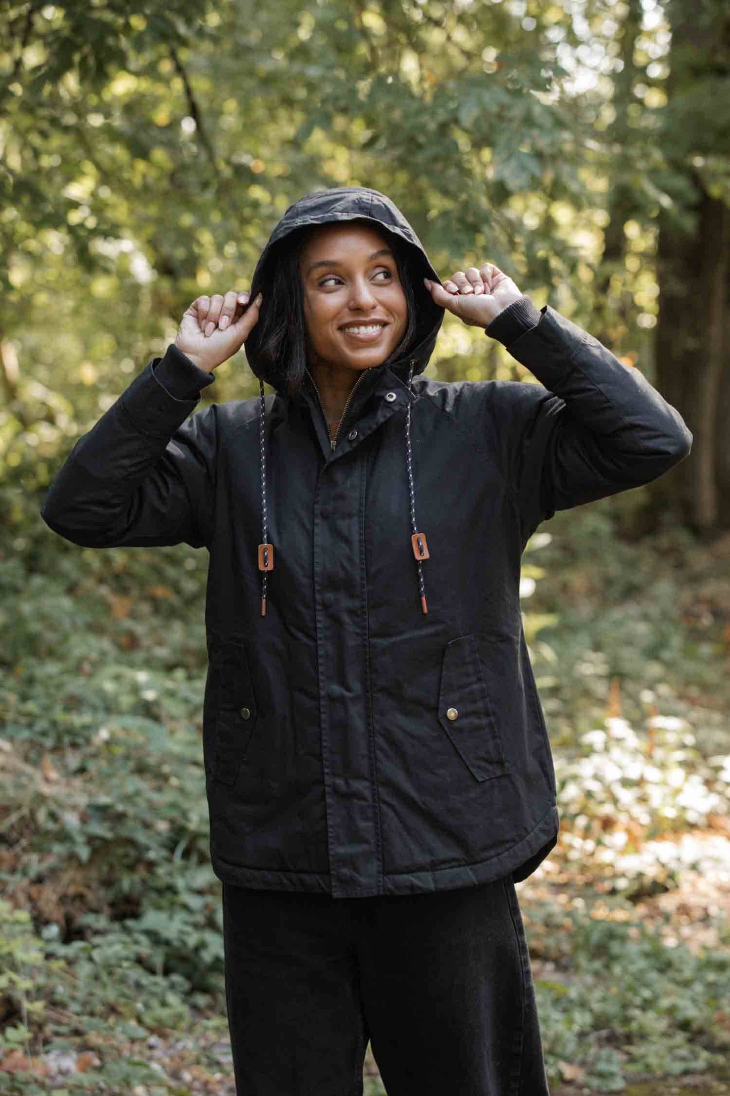 Parka Sequoia in cotone cerato nero