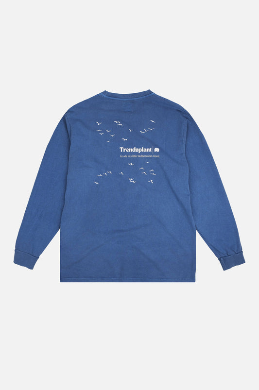 Maglia a maniche lunghe pigmentata blu Tidepool