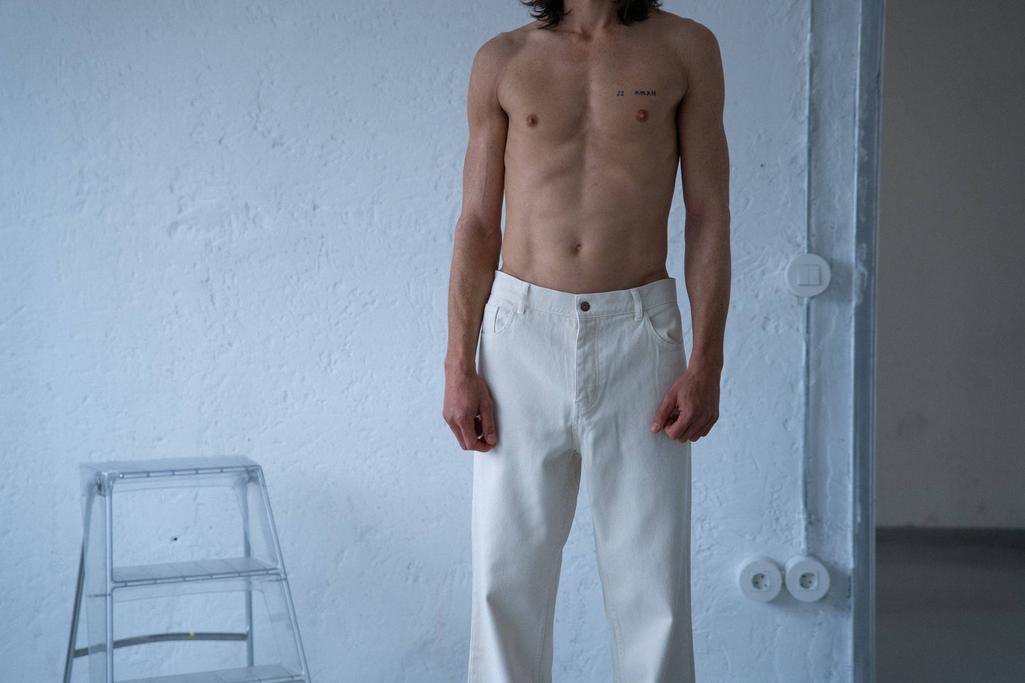 Jeans Heavy Memories off-white in cotone organico