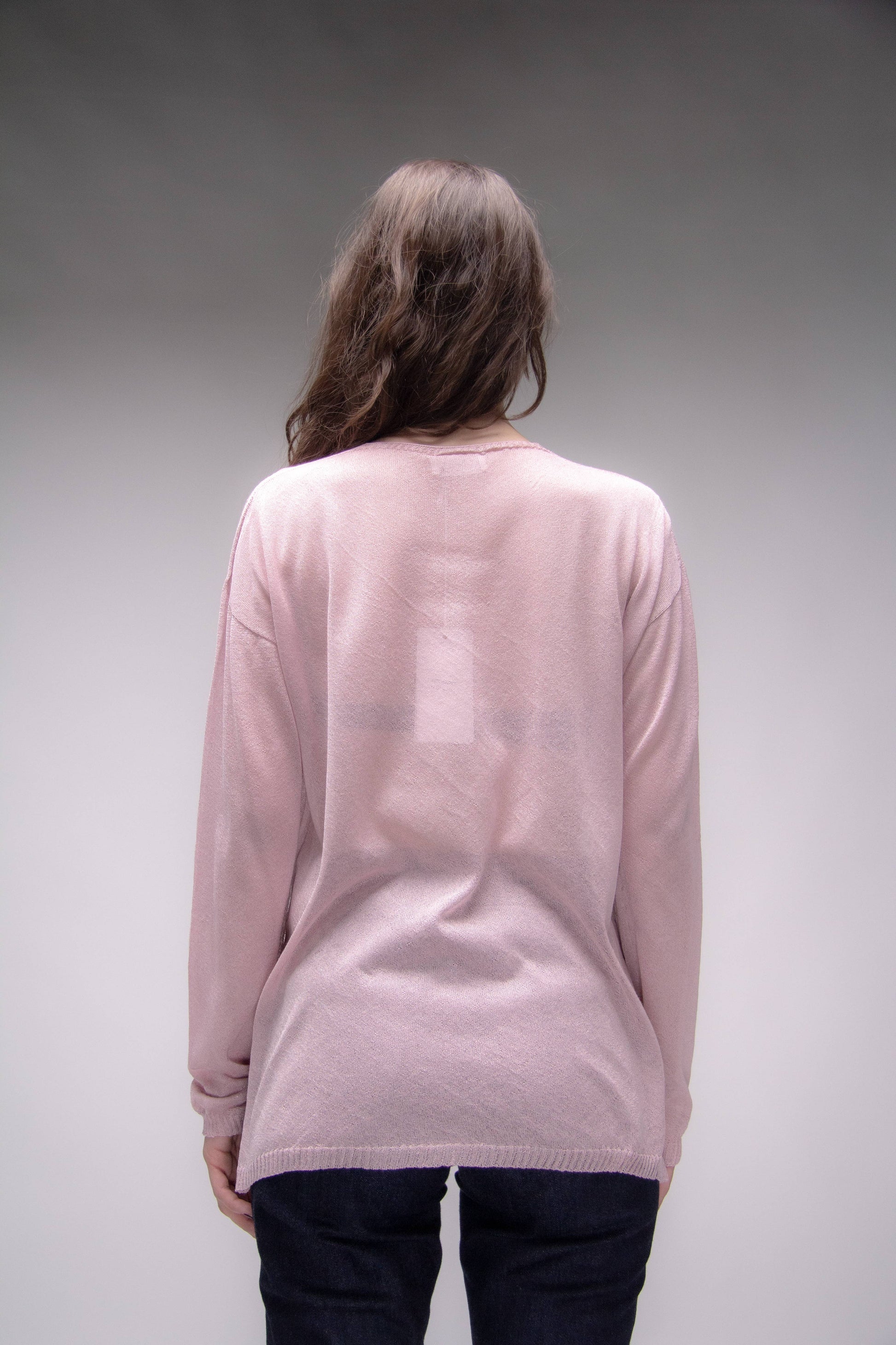 Maxi Maglia Scollo a V con Spacco Laterale in Maglia 3D